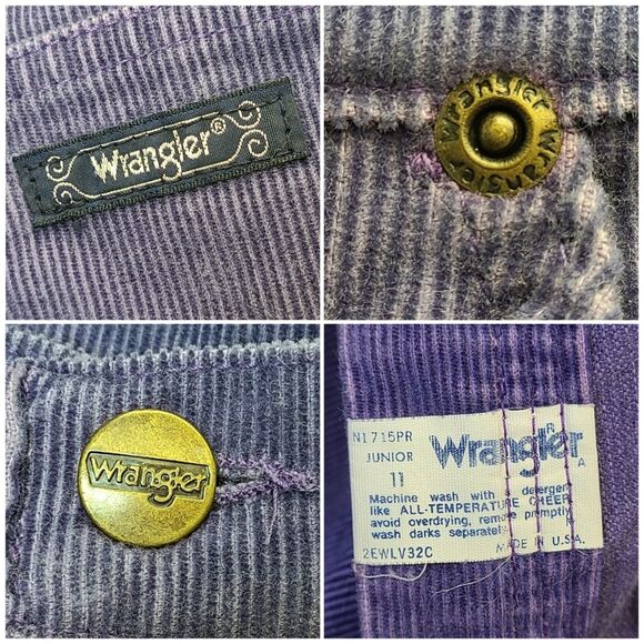 VTG 80s Wrangler Juniors 11 High Rise Straight Leg Corduroy Pants Purple - Picture 13 of 16